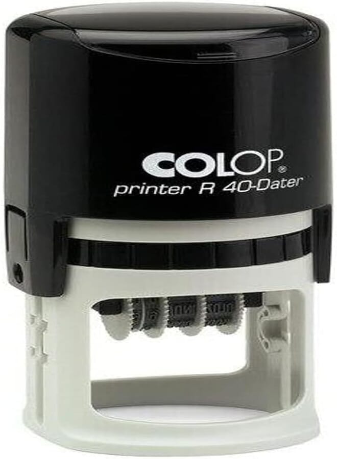 Colop printer r40 round english date stamp, 40 mm